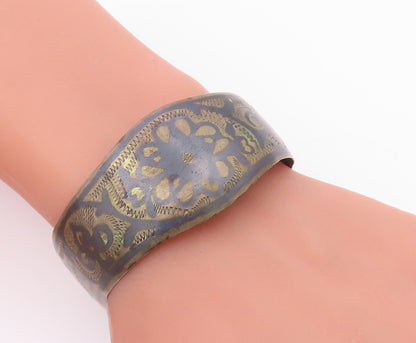 EAST EUROPE 925 Silver  Vintage Antique Etched Floral Bangle Bracelet  BT9576