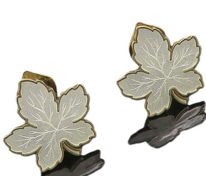 MEKA DENMARK 925 Silver  Vintage Enamel Leaf Motif Non Pierce Earrings  EG9240
