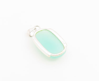 925 Sterling Silver Vintage Pendant Faceted Chalcedony Geometric Charm  PT26492