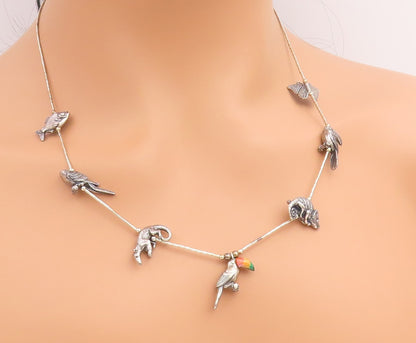 925 Sterling Silver Vintage Necklace SOUTHWESTERN Gemstone Animal Fetish  NE4909