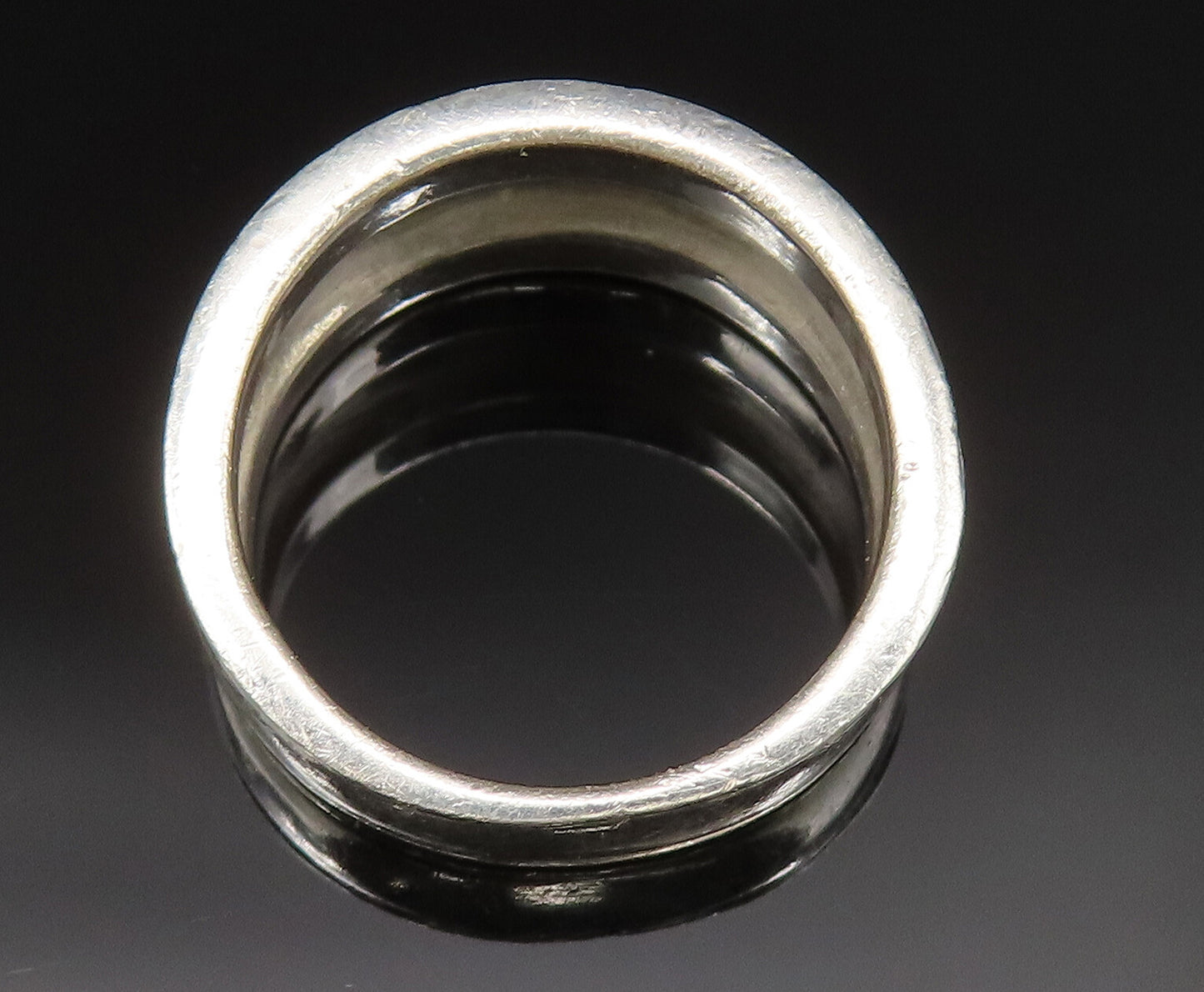 925 Sterling Silver  Vintage Smooth Center Rolo Link Band Ring Sz 9  RG25373