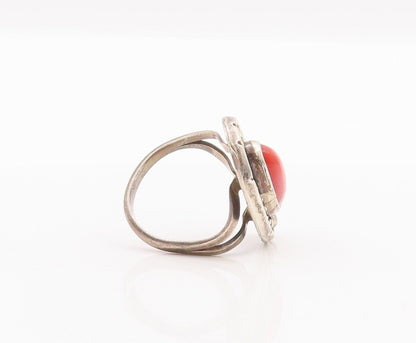 925 Sterling Silver Vintage Ring Southwestern Design Carnelian Sz 5 RG28458