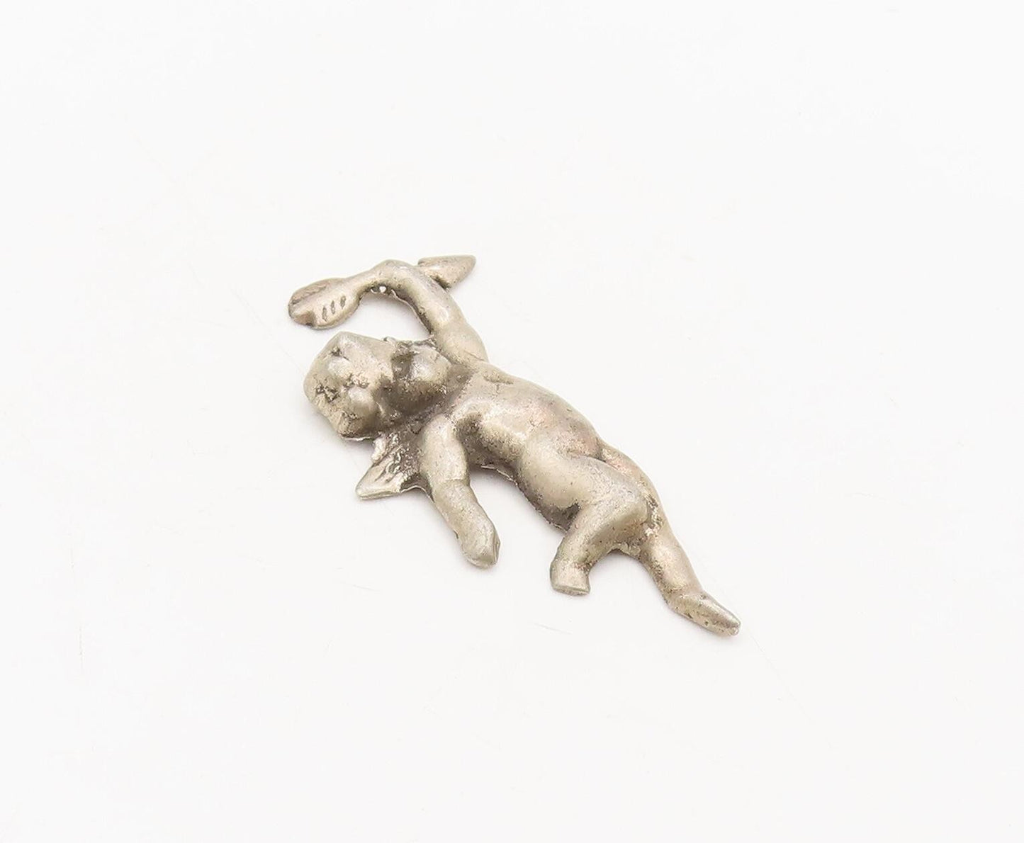 925 Sterling Silver  Vintage Solid Carved Flying Angels With Arrow   TR3650