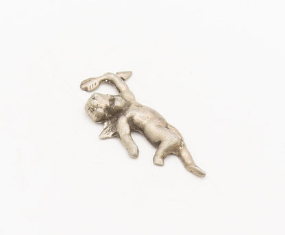 925 Sterling Silver  Vintage Solid Carved Flying Angels With Arrow   TR3650