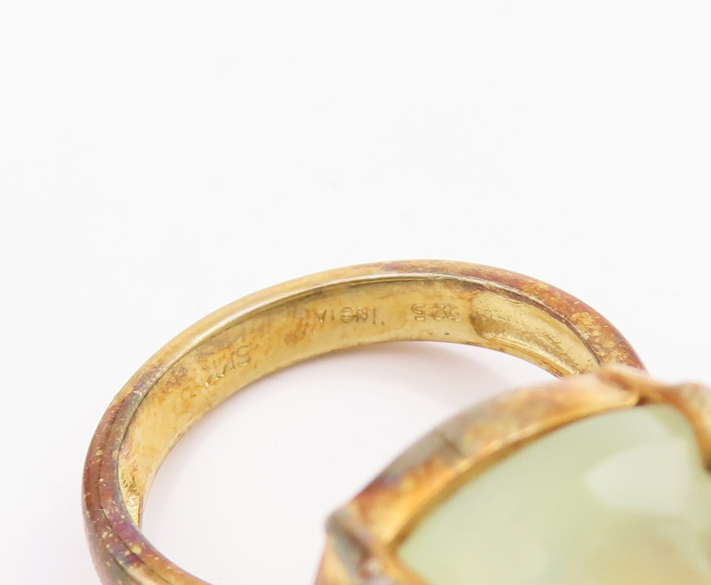 925 Sterling Silver Vintage Ring Gold Plated Diamonds Gemstones  Sz 8  RG29728