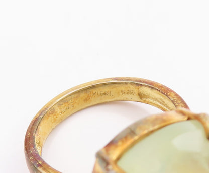 925 Sterling Silver Vintage Ring Gold Plated Diamonds Gemstones  Sz 8  RG29728