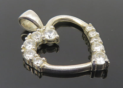 925 Sterling Silver  Vintage Petite Topaz Open Love Heart Pendant  PT8629