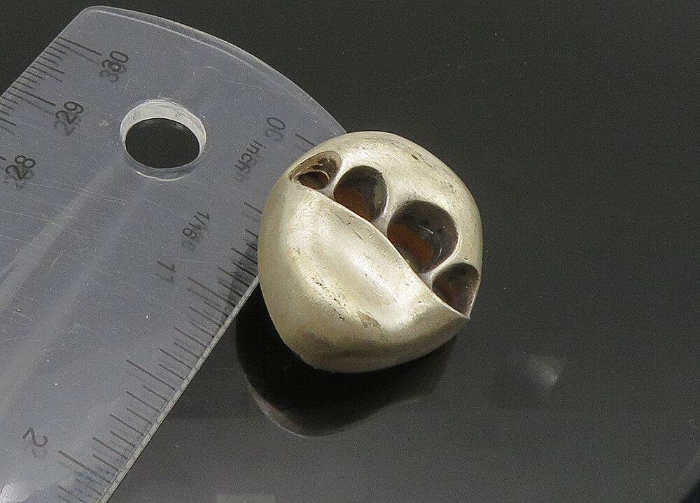 925 Sterling Silver Vintage Modernist Sculpted Matte Brooch Pin BP8859