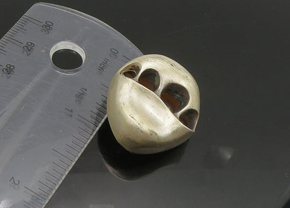 925 Sterling Silver Vintage Modernist Sculpted Matte Brooch Pin BP8859
