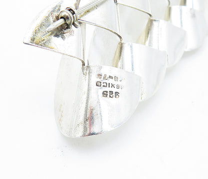 MEXICO 925 Sterling Silver  Vintage Shiny Modernist Bows Brooch Pin  BP2731