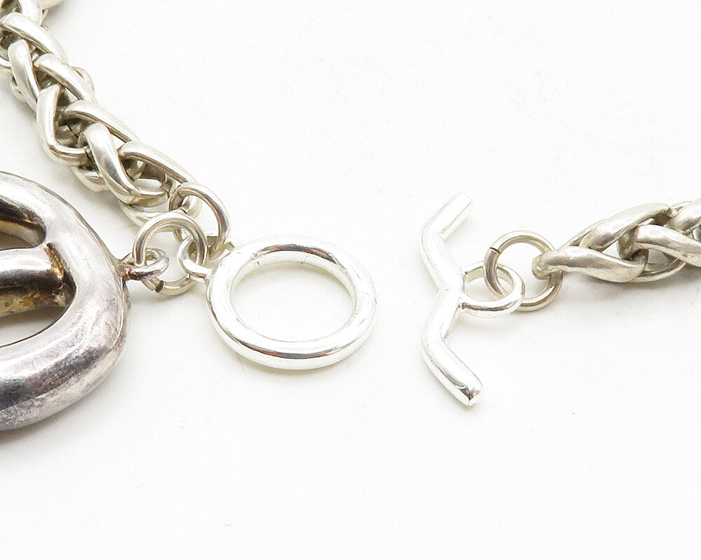 UNO DE 50 925 Silver  Vintage P Initial Pendant Wheat Chain Necklace  NE2175