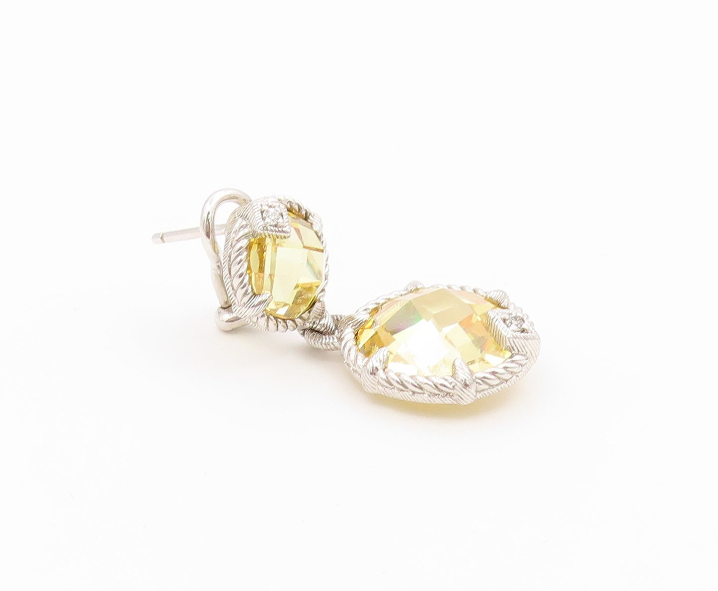 925 Sterling Silver Vintage Earrings JUDITH RIPKA Faceted Citrine Drop  EG14497
