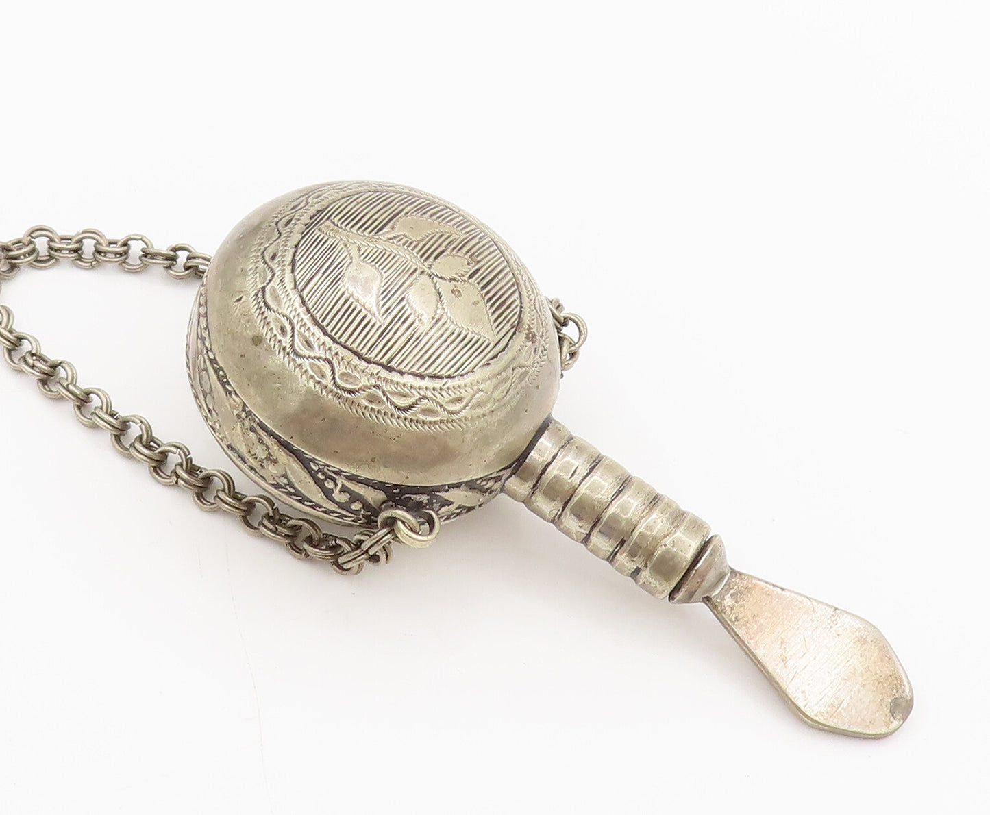 925 Sterling Silver Vintage Antique Large Etched Perfume Bottle (OPENS) TR3632