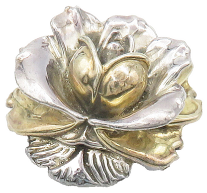 ISRAEL 925 Sterling Silver  Vintage Sculpted Hollow Flower Brooch Pin  BP6455