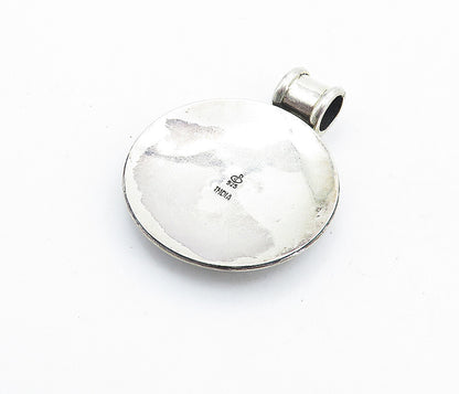 925 Sterling Silver  Vintage Swirl Twist Flower Dome Round Pendant  PT5238