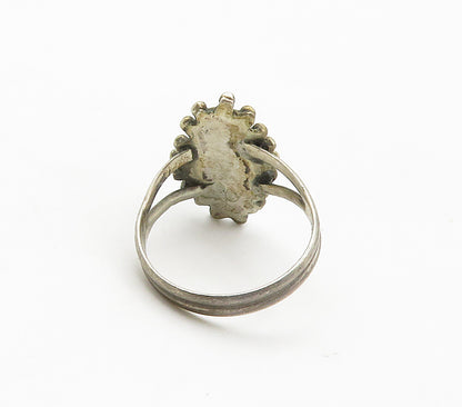 ZUNI 925 Silver Vintage Turquoise & Multi Stone Cocktail Ring Sz 6.5 RG15274
