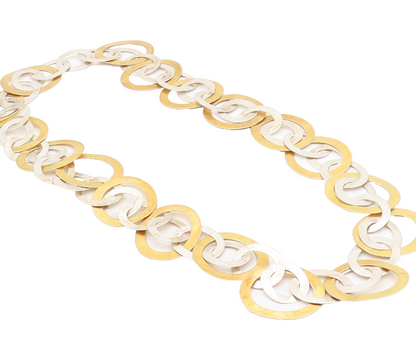 925 Sterling Silver Vintage Necklace Gold Plated Large Linked Rings  NE4344