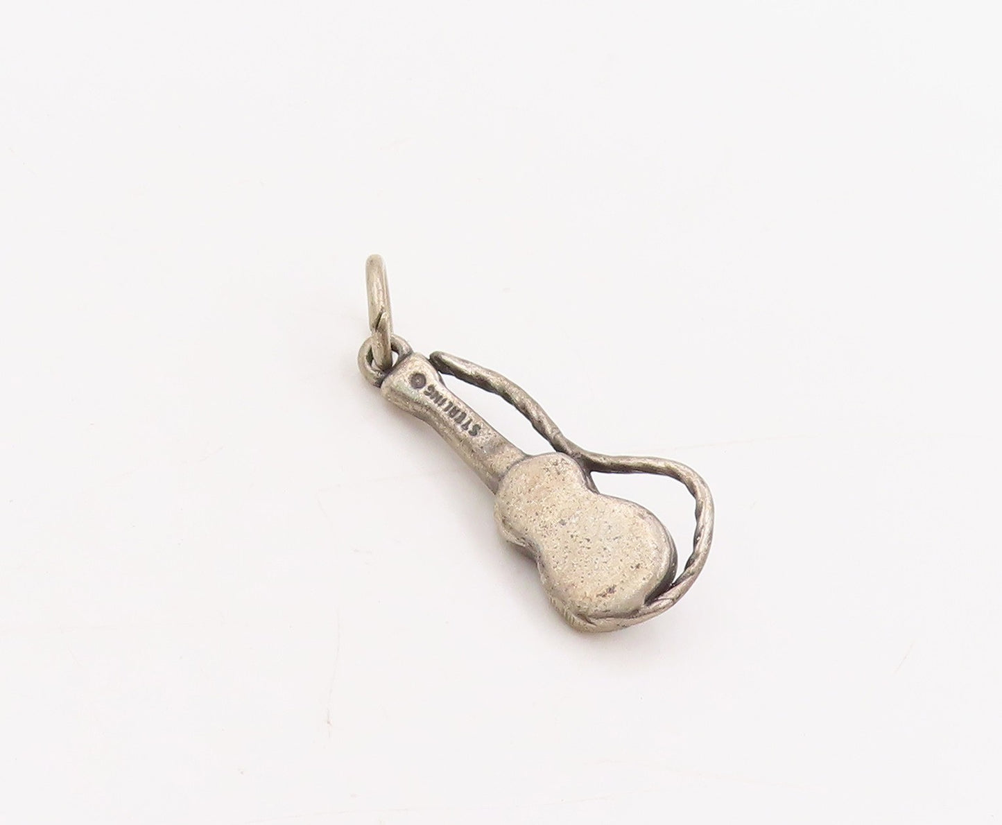 925 Sterling Silver Vintage Pendant 3D Miniature Musical Guitar Charm  PT25412