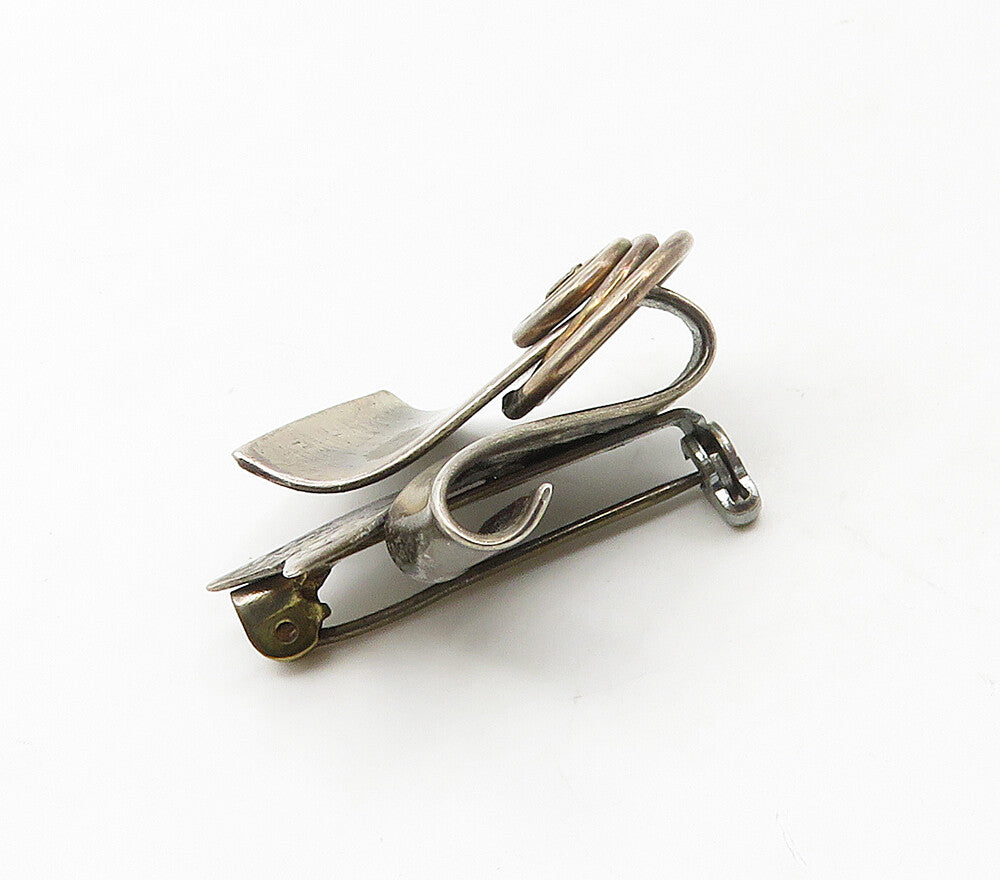 925 Sterling Silver  Vintage Swirl Detail Ribbon Motif Brooch Pin  BP6557