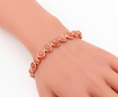 925 Sterling Silver Vintage Bracelet Gold Plated Cabochon Gemstone  BT10783