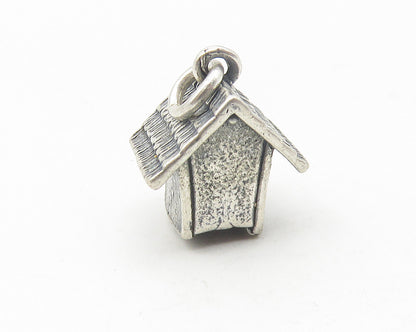 925 Sterling Silver  Vintage Petite Dark Tone Bird House Motif Pendant  PT9236