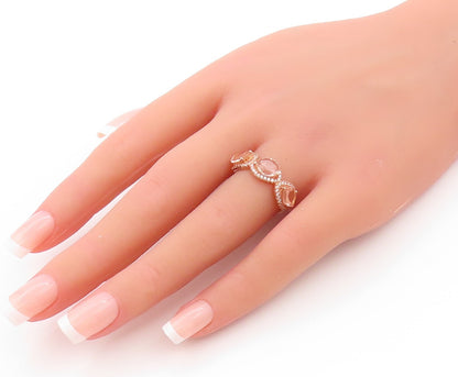 925 Sterling Silver Vintage Ring Rose Gold Plated Morganite CZ  Sz 7.5  RG32967