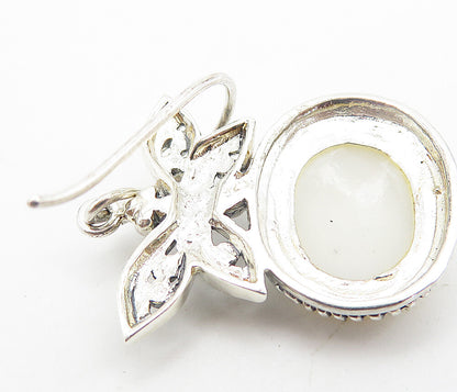 925 Sterling Silver  Mother Of Pearl Dragonfly Twist Dangle Earrings  EG3239