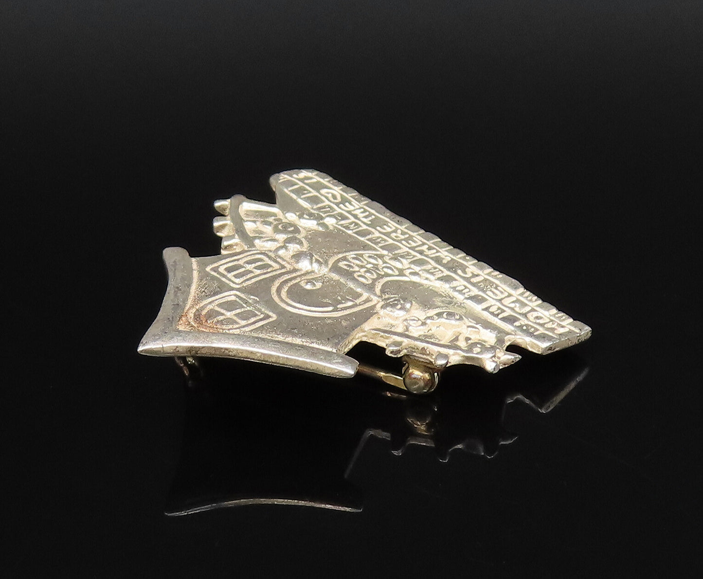 MARY ENGELBREIT 925 Silver  Vintage Home Is Where The Heart Brooch Pin BP10016