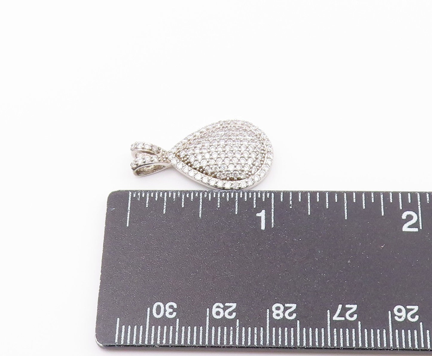 925 Sterling Silver Vintage Sparkly Cubic Zirconia Pear Shaped Pendant PT20943