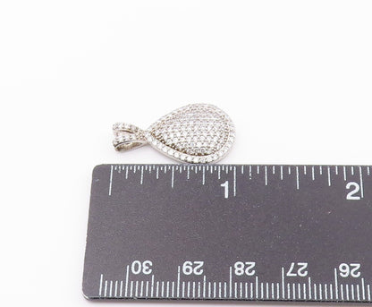 925 Sterling Silver Vintage Sparkly Cubic Zirconia Pear Shaped Pendant PT20943