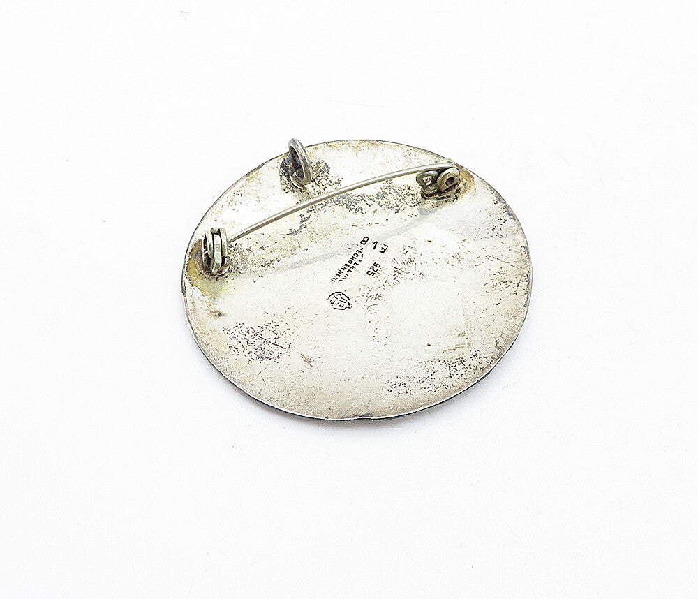 MEXICO 925 Sterling Silver  Vintage Mayan Aztec Sun Calendar Brooch Pin BP1240
