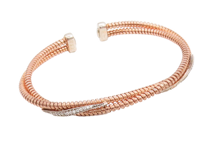 925 Sterling Silver Vintage Bracelet Coiled Cuff Double Bangle  BT10187