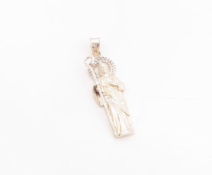 925 Sterling Silver Vintage Pendant Round CZ Jesus Religious Design  PT24759
