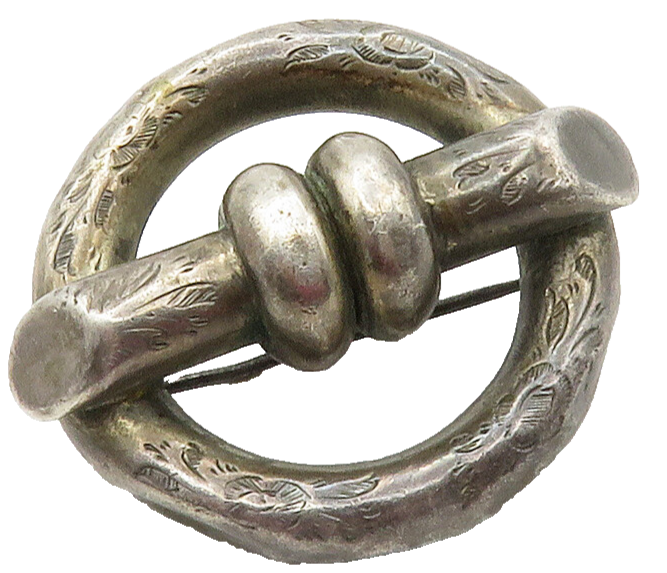 925 Sterling Silver  Vintage Dark Tone Hollow Round Design Brooch Pin  BP6022