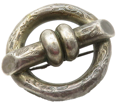 925 Sterling Silver  Vintage Dark Tone Hollow Round Design Brooch Pin  BP6022