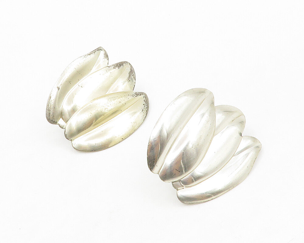 AVON 925 Sterling Silver  Vintage Shiny Floral Leaves Drop Earrings  EG7116