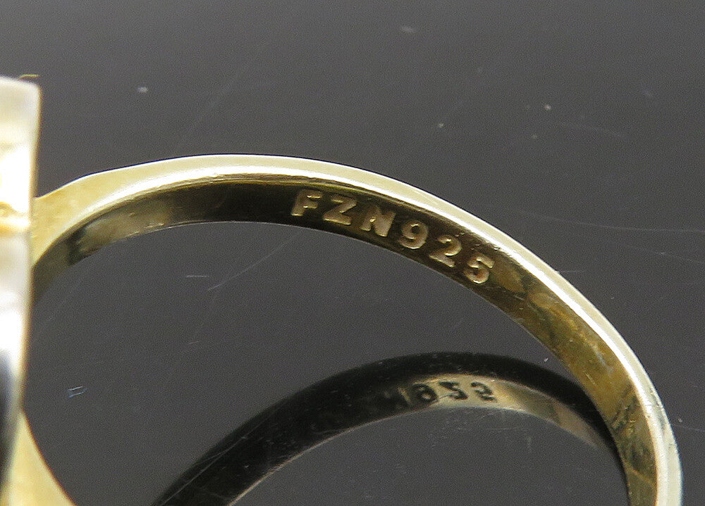 925 Sterling Silver  Vintage Topaz & Enamel Love Heart Band Ring Sz 7  RG22053