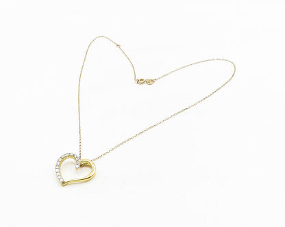 925 Sterling Silver  Genuine Diamonds Shiny Love Heart Chain Necklace  NE2005