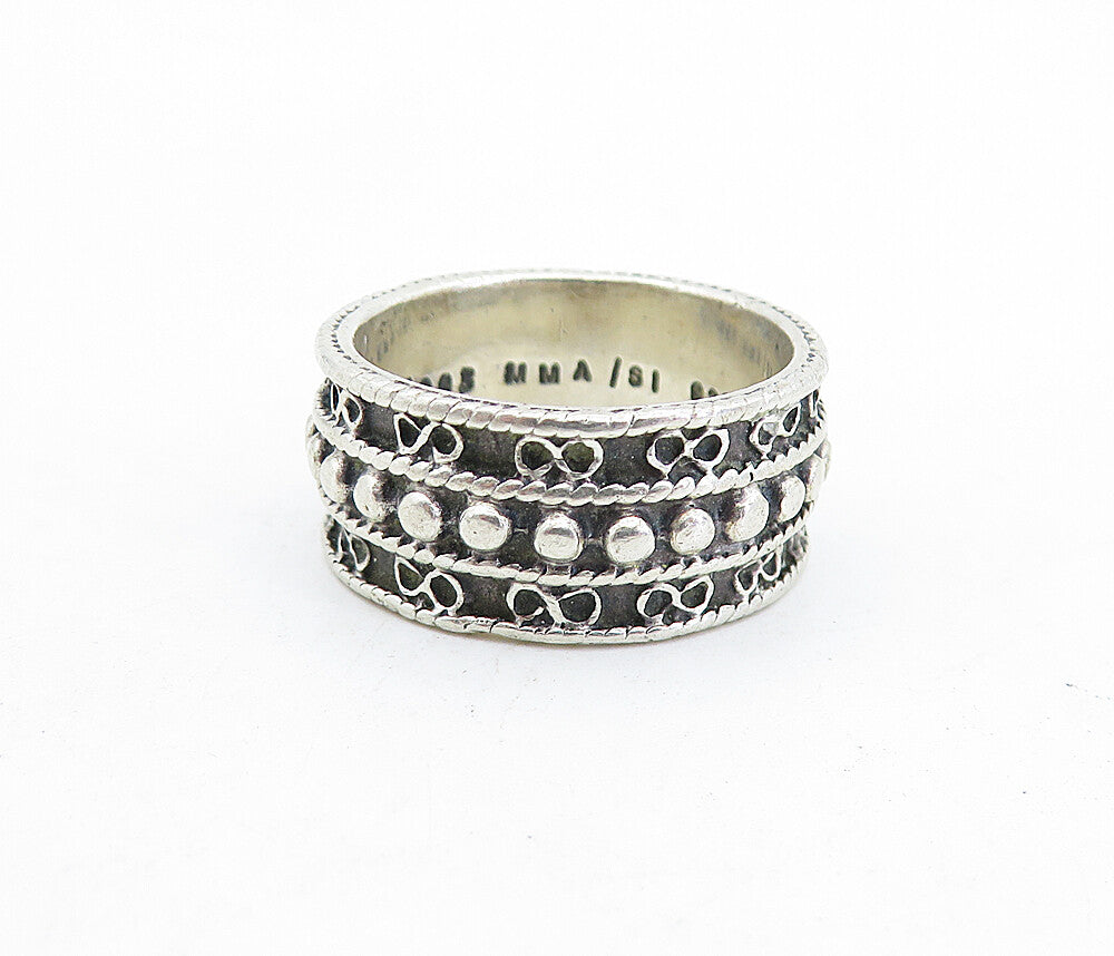 MMA 925 Sterling Silver  Vintage Oxidized Swirl Detail Band Ring Sz 6.5 RG5802