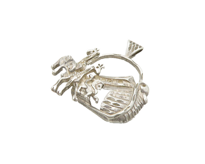 925 Sterling Silver  Vintage Diamond Cut Noah's Arc Theme Pendant  PT15115