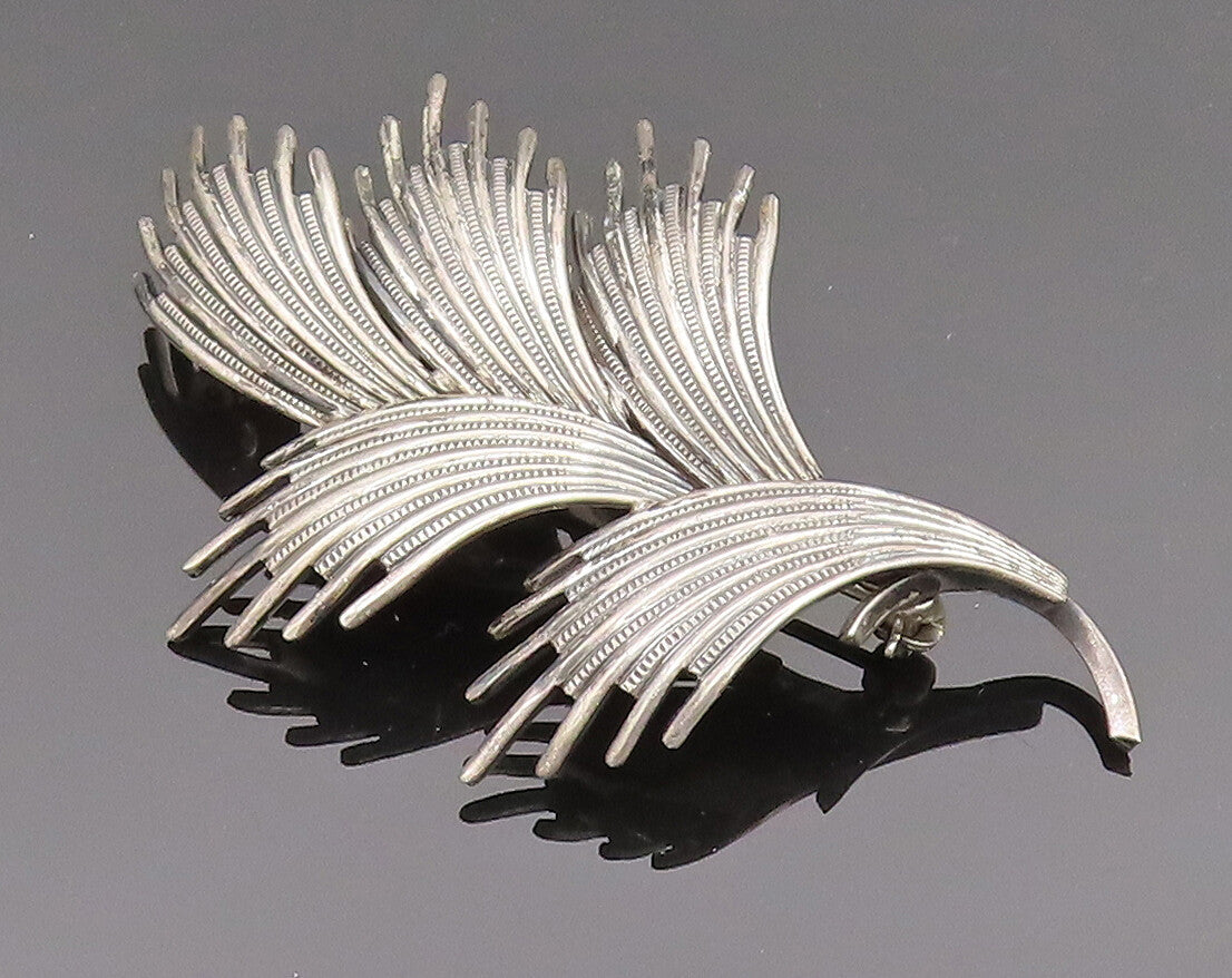 DANECRAFT 925 Sterling Silver Vintage Plant Leaves Motif Brooch Pin BP10178