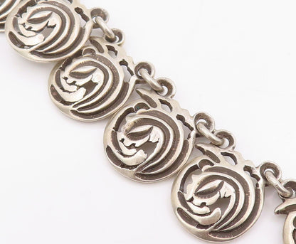 925 Sterling Silver Vintage Necklace CASA FIGUEROA Spiral Medallion Link  NE4752