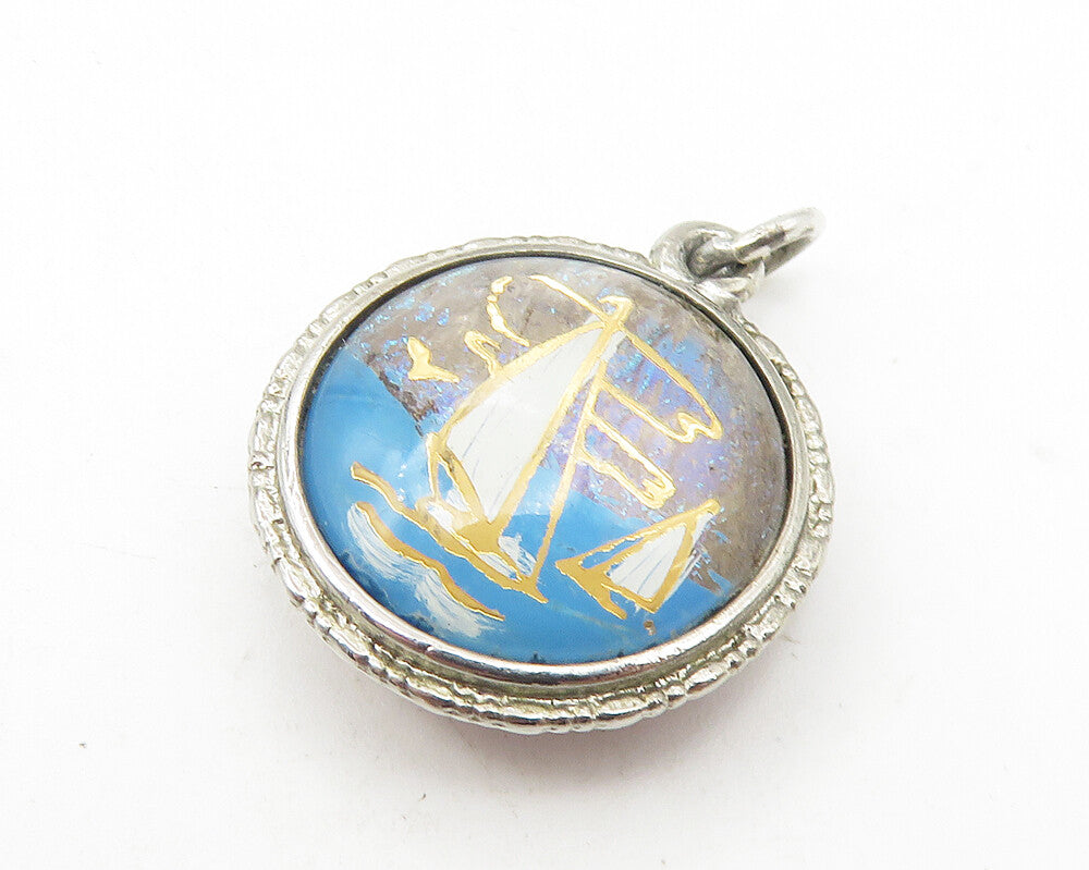 925 Sterling Silver  Vintage Ocean City New Jersey Sail Boat Pendant  PT9362