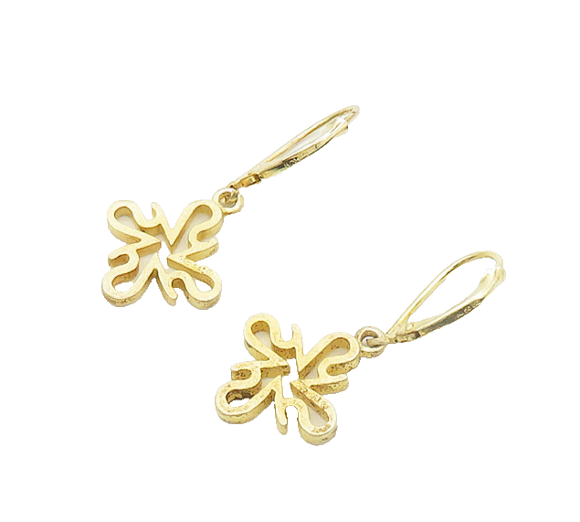 925 Sterling Silver  Vintage Gold Plated Open Design Dangle Earrings  EG9498