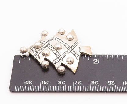 925 Sterling Silver Vintage Brooch Etched Beaded Cutout Christmas Tree  BP11743
