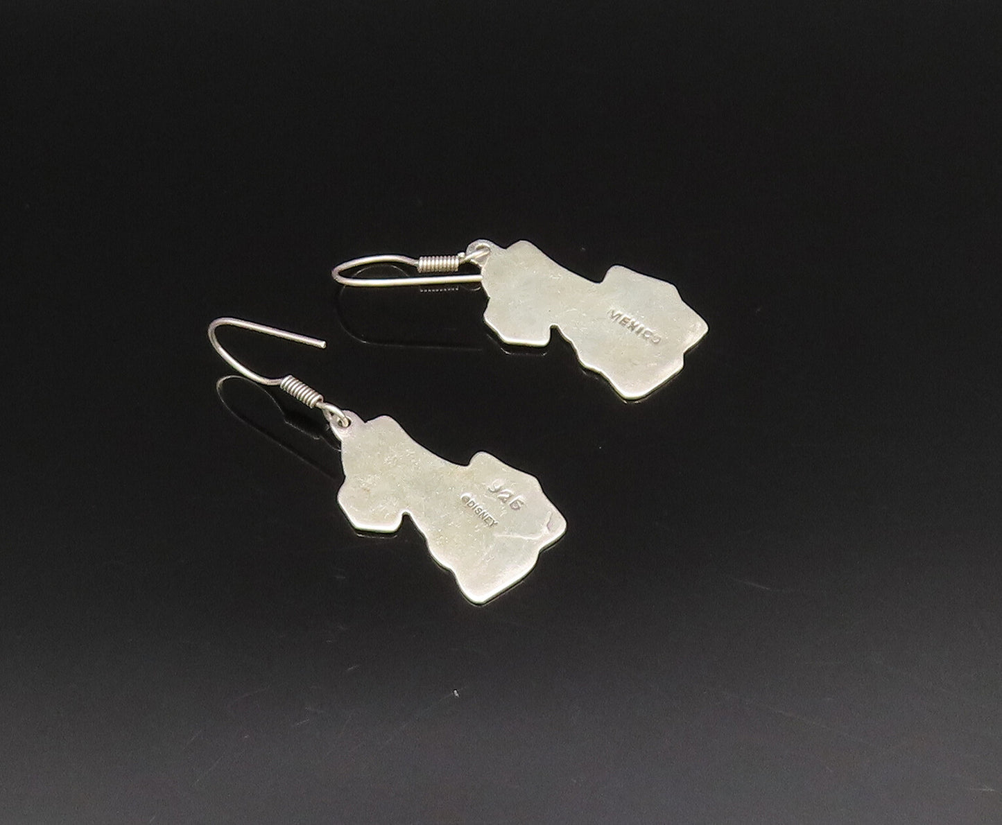 MEXICO 925 Silver  Vintage Engraved Disney 101 Dalmatian Dog Earrings  EG12100