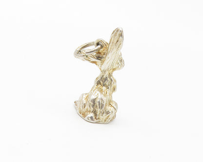 925 Sterling Silver  Vintage Shiny Petite Bunny Rabbit Motif Pendant  PT11233