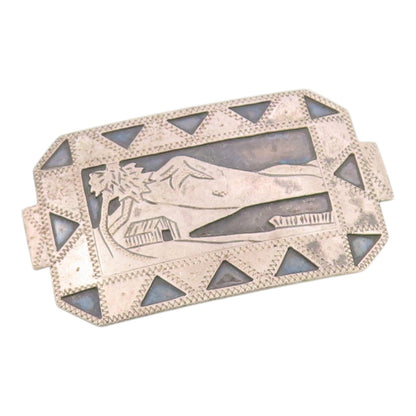 925 Sterling Silver Vintage Brooch Pin GUATEMALA Mountain Serenity  BP12537