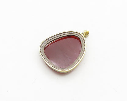 925 Sterling Silver  Vintage Carnelian & Topaz Gold Plated Pendant  PT15412