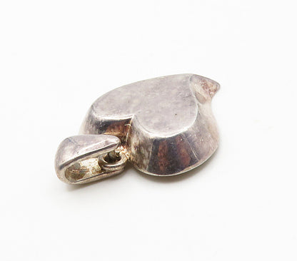 925 Sterling Silver  Vintage Love Heart Dome Smooth Drop Pendant  PT12705